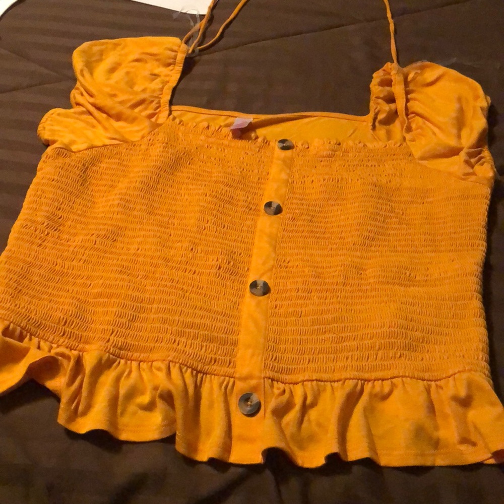 Smocked button top